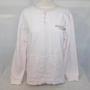 VTG BOCA Athletics Light Pink 1/4 Lace up Front Crewneck Sweatshirt Womens M